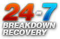 24 Hours a day - 7 days a week breakdown recovery